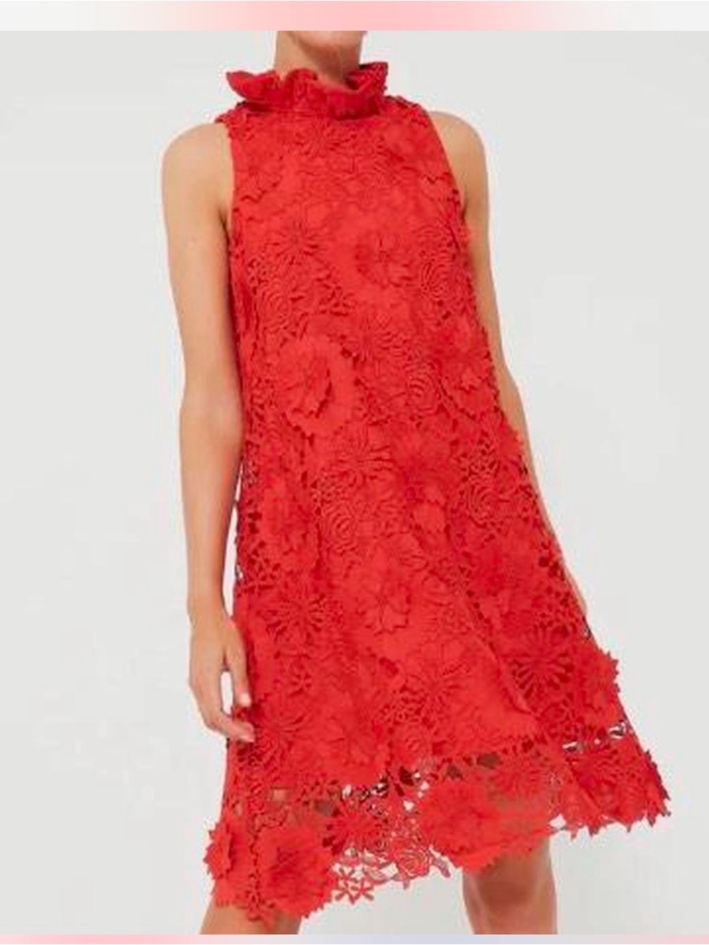 Tuckernuck Red Floral Lace Sleeveless Shift Dress